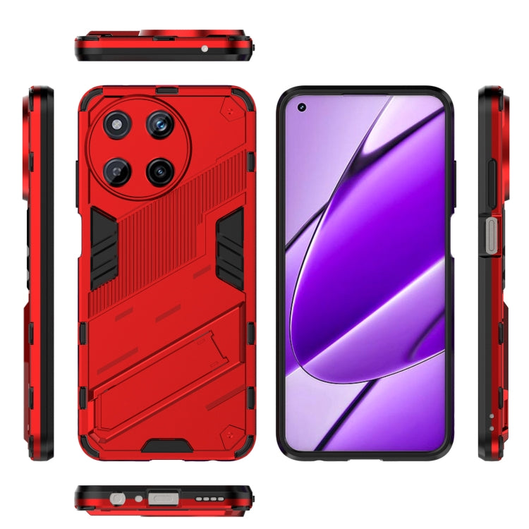 For Realme 11 4G Global Punk Armor 2 in 1 PC + TPU Phone Case with Holder(Red)
