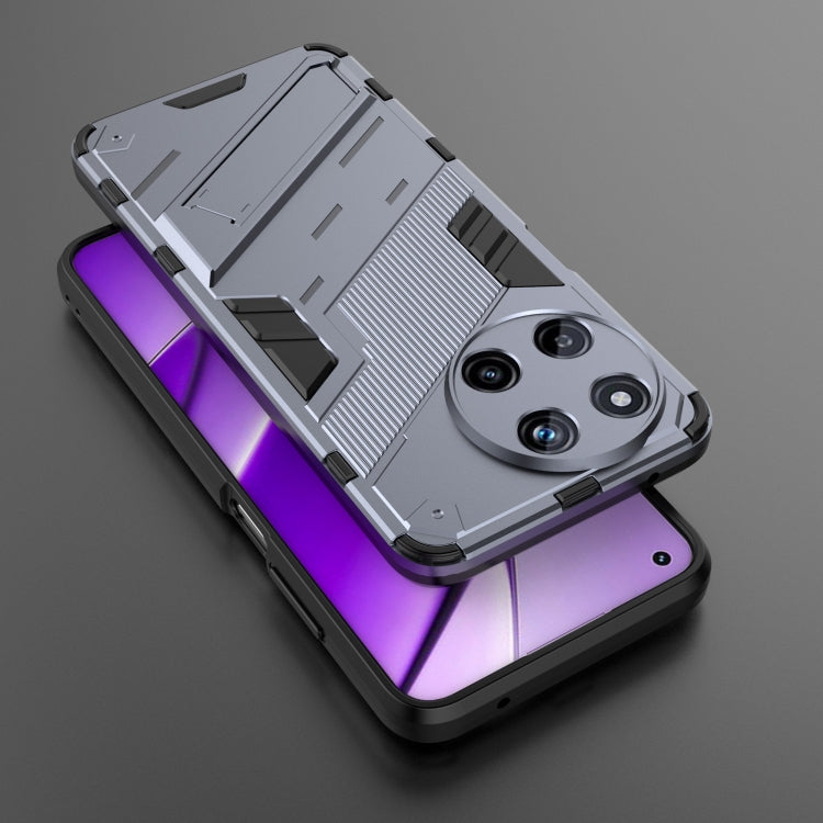 For Realme 11 4G Global Punk Armor 2 in 1 PC + TPU Phone Case with Holder(Grey)