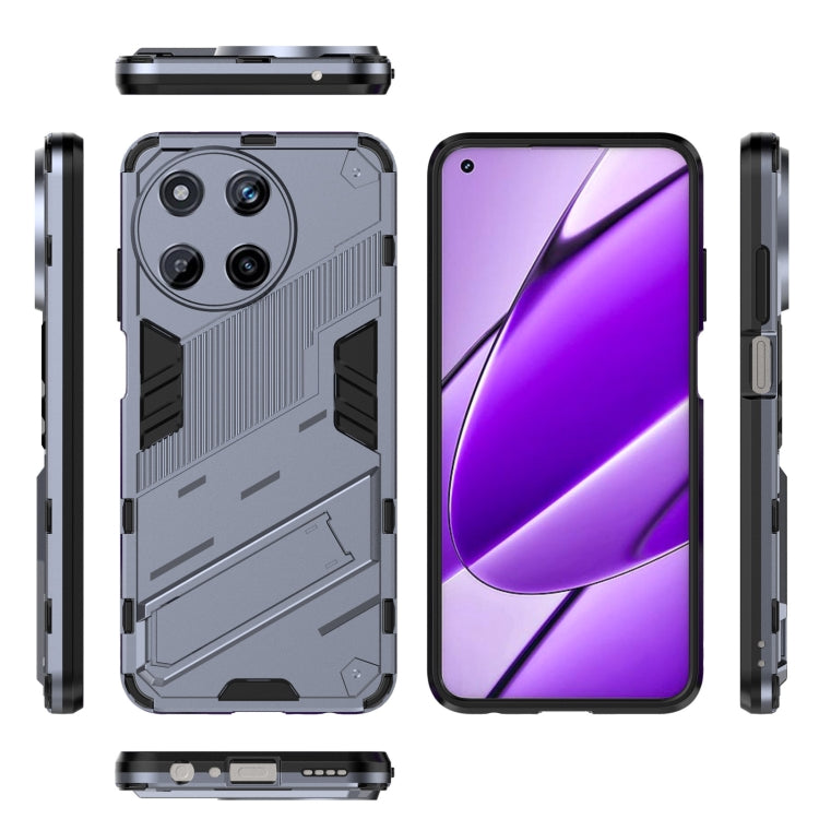 For Realme 11 4G Global Punk Armor 2 in 1 PC + TPU Phone Case with Holder(Grey)