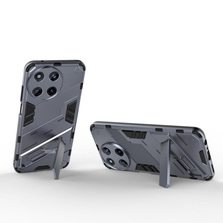 For Realme 11 4G Global Punk Armor 2 in 1 PC + TPU Phone Case with Holder(Grey)