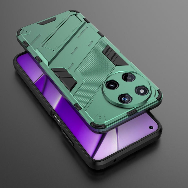 For Realme 11 4G Global Punk Armor 2 in 1 PC + TPU Phone Case with Holder(Green)