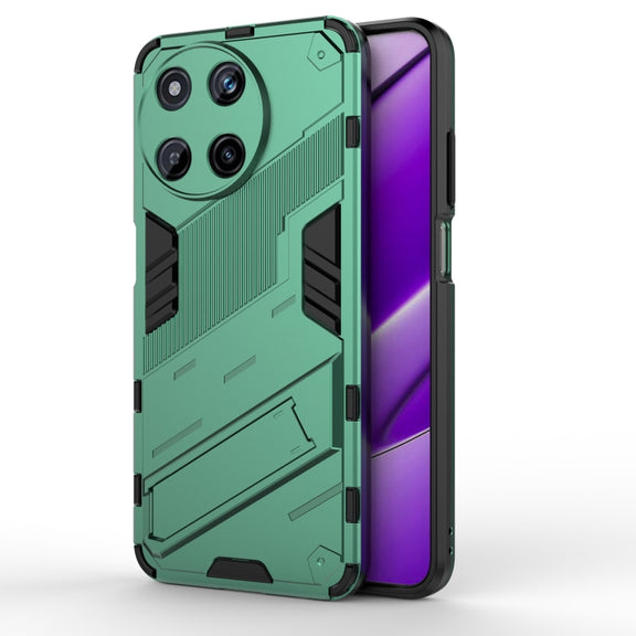 For Realme 11 4G Global Punk Armor 2 in 1 PC + TPU Phone Case with Holder(Green)