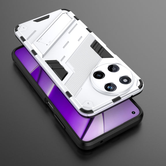 For Realme 11 4G Global Punk Armor 2 in 1 PC + TPU Phone Case with Holder(White)