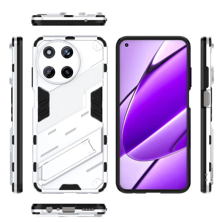 For Realme 11 4G Global Punk Armor 2 in 1 PC + TPU Phone Case with Holder(White)