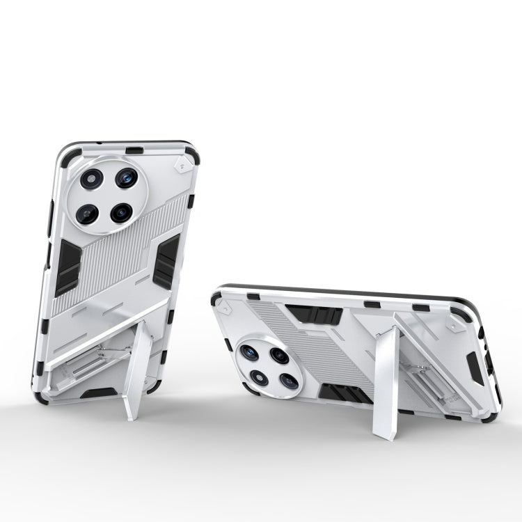 For Realme 11 4G Global Punk Armor 2 in 1 PC + TPU Phone Case with Holder(White)