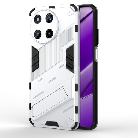 For Realme 11 4G Global Punk Armor 2 in 1 PC + TPU Phone Case with Holder(White)
