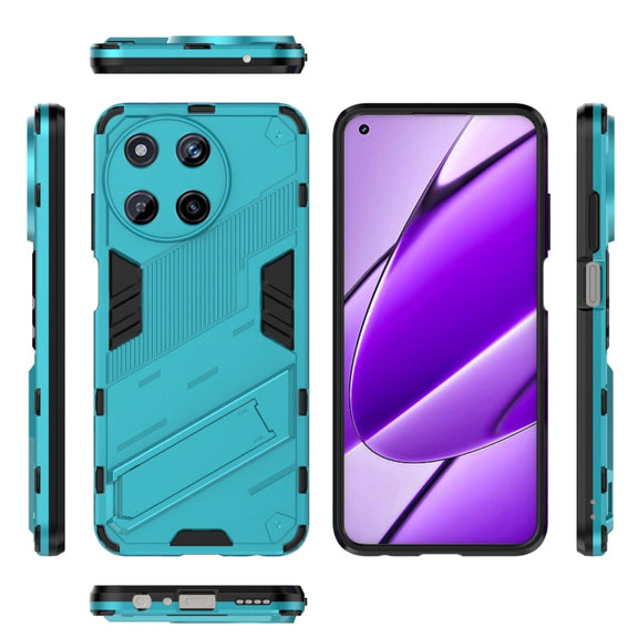 For Realme 11 4G Global Punk Armor 2 in 1 PC + TPU Phone Case with Holder(Blue)