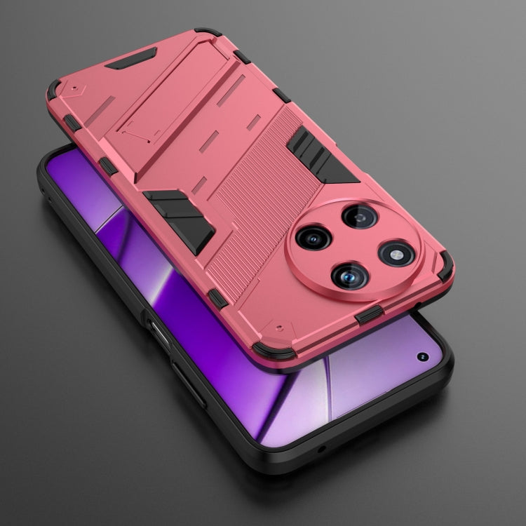 For Realme 11 4G Global Punk Armor 2 in 1 PC + TPU Phone Case with Holder(Light Red)