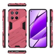 For Realme 11 4G Global Punk Armor 2 in 1 PC + TPU Phone Case with Holder(Light Red)