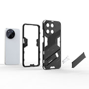 For Realme 11 4G Global Punk Armor 2 in 1 PC + TPU Phone Case with Holder(Light Red)