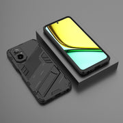 For Realme C67 4G Global Punk Armor 2 in 1 PC + TPU Phone Case with Holder(Black)