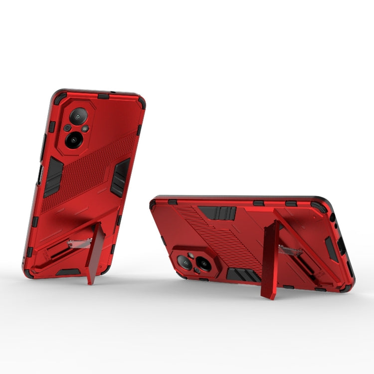 For Realme C67 4G Global Punk Armor 2 in 1 PC + TPU Phone Case with Holder(Red)