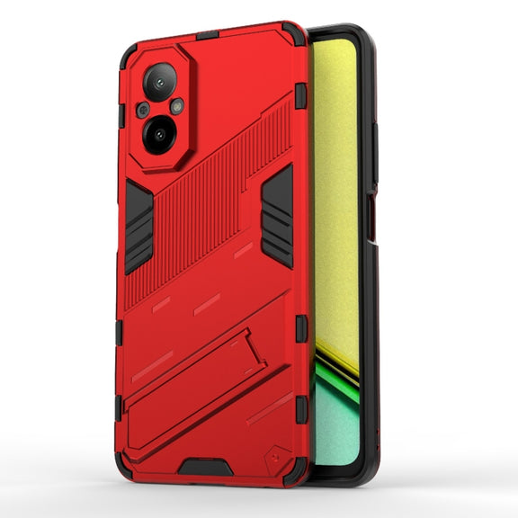 For Realme C67 4G Global Punk Armor 2 in 1 PC + TPU Phone Case with Holder(Red)