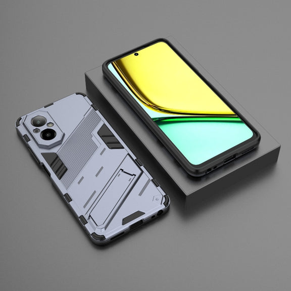 For Realme C67 4G Global Punk Armor 2 in 1 PC + TPU Phone Case with Holder(Grey)