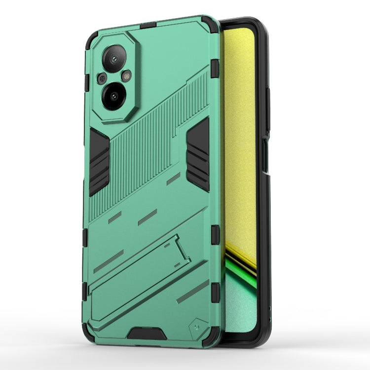 For Realme C67 4G Global Punk Armor 2 in 1 PC + TPU Phone Case with Holder(Green)