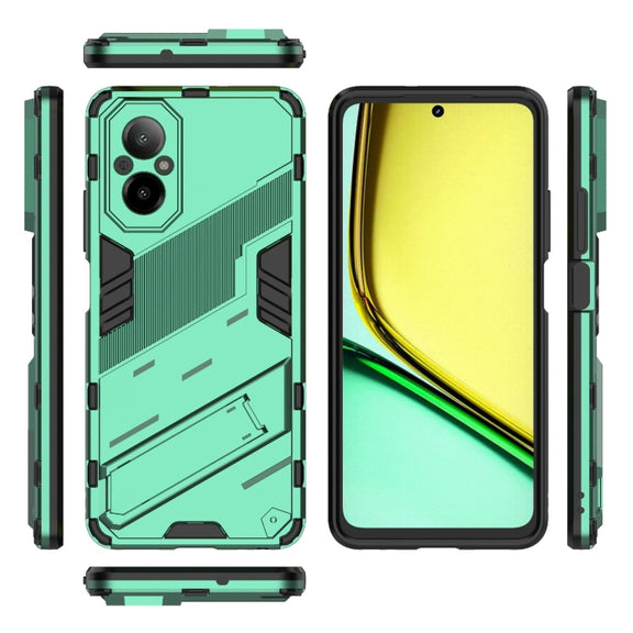 For Realme C67 4G Global Punk Armor 2 in 1 PC + TPU Phone Case with Holder(Green)