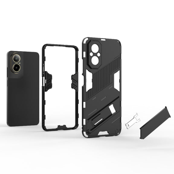 For Realme C67 4G Global Punk Armor 2 in 1 PC + TPU Phone Case with Holder(Green)