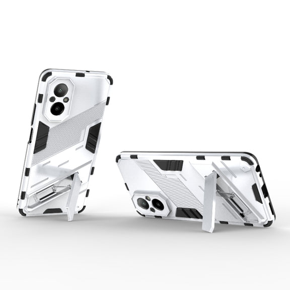 For Realme C67 4G Global Punk Armor 2 in 1 PC + TPU Phone Case with Holder(White)