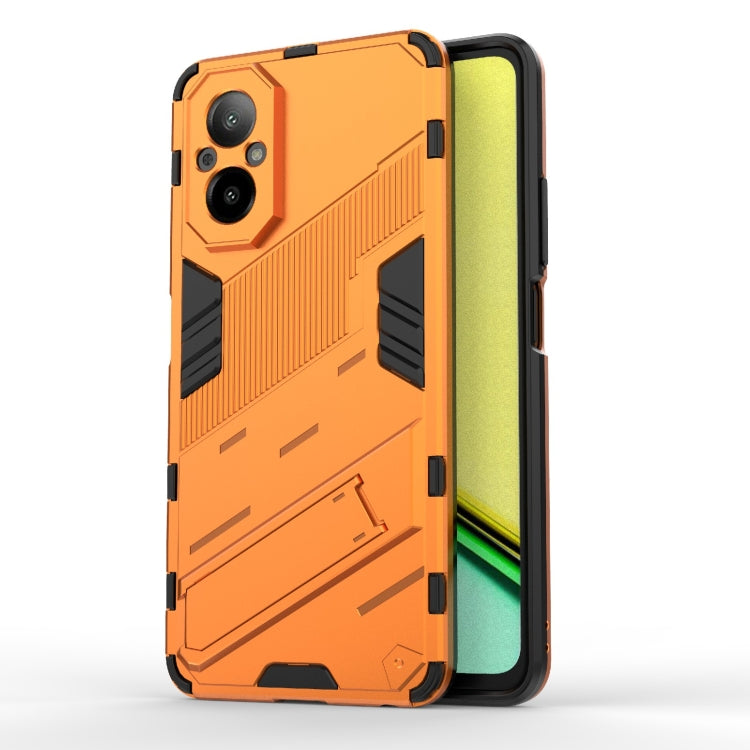 For Realme C67 4G Global Punk Armor 2 in 1 PC + TPU Phone Case with Holder(Orange)