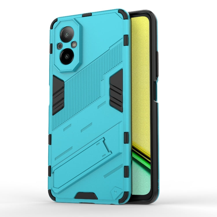 For Realme C67 4G Global Punk Armor 2 in 1 PC + TPU Phone Case with Holder(Blue)