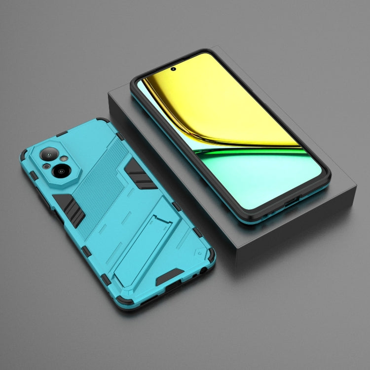 For Realme C67 4G Global Punk Armor 2 in 1 PC + TPU Phone Case with Holder(Blue)