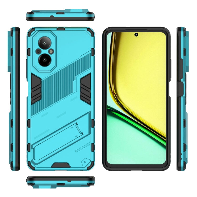 For Realme C67 4G Global Punk Armor 2 in 1 PC + TPU Phone Case with Holder(Blue)