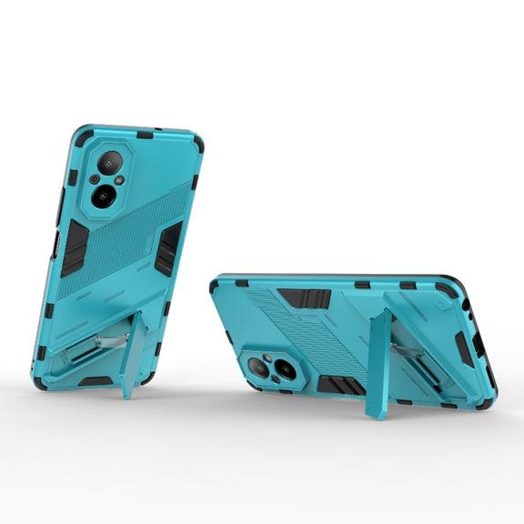 For Realme C67 4G Global Punk Armor 2 in 1 PC + TPU Phone Case with Holder(Blue)