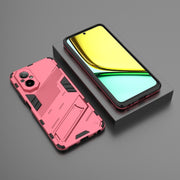 For Realme C67 4G Global Punk Armor 2 in 1 PC + TPU Phone Case with Holder(Light Red)