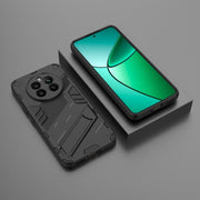 For Realme 12+ 5G Global Punk Armor 2 in 1 PC + TPU Phone Case with Holder(Black)