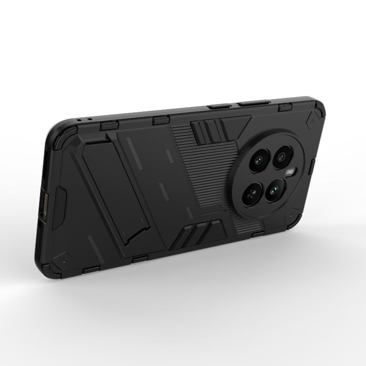 For Realme 12+ 5G Global Punk Armor 2 in 1 PC + TPU Phone Case with Holder(Black)