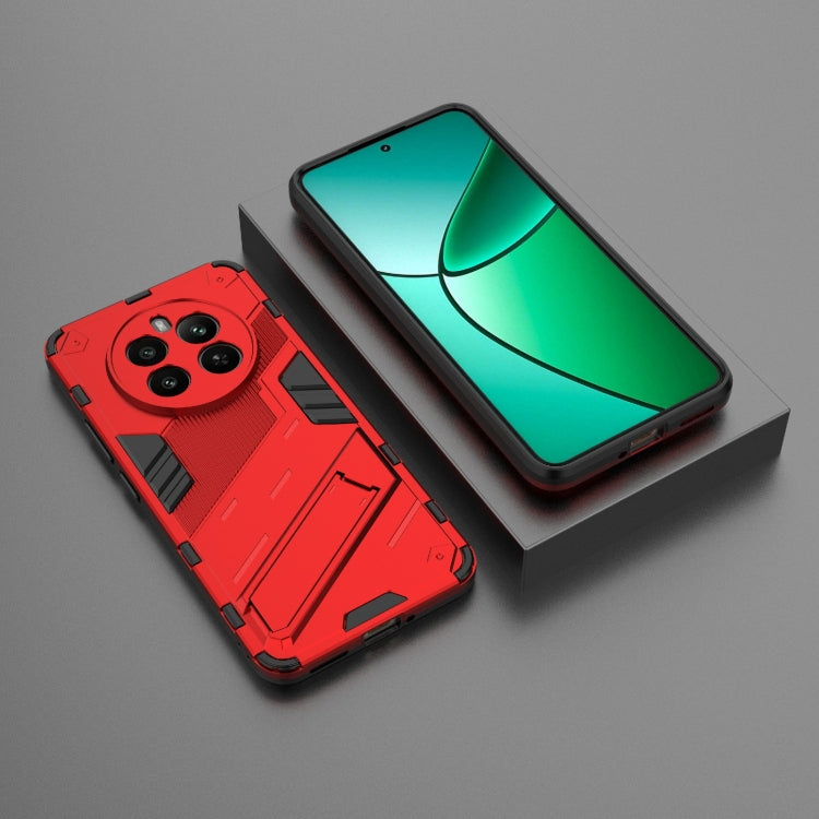 For Realme 12+ 5G Global Punk Armor 2 in 1 PC + TPU Phone Case with Holder(Red)