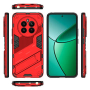 For Realme 12+ 5G Global Punk Armor 2 in 1 PC + TPU Phone Case with Holder(Red)