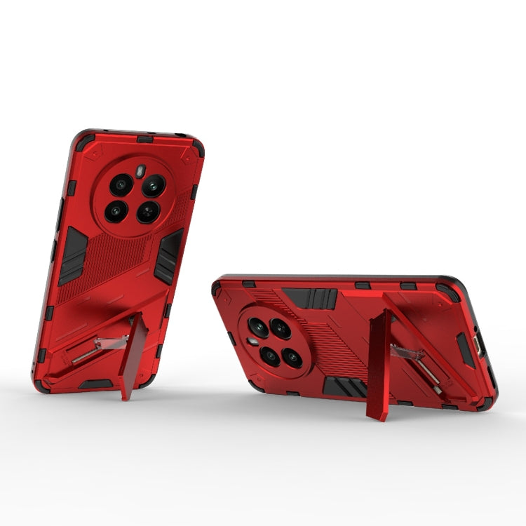 For Realme 12+ 5G Global Punk Armor 2 in 1 PC + TPU Phone Case with Holder(Red)