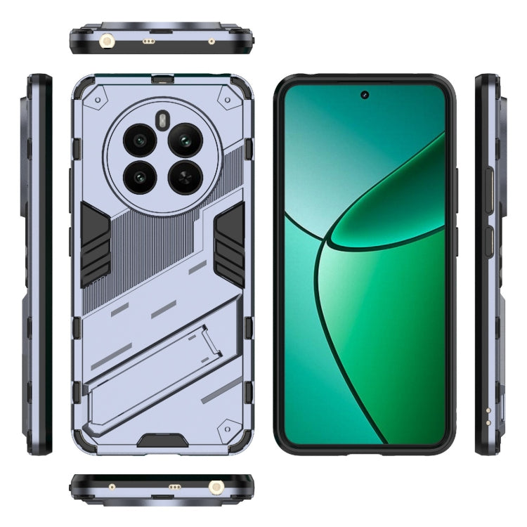 For Realme 12+ 5G Global Punk Armor 2 in 1 PC + TPU Phone Case with Holder(Grey)