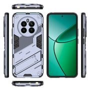 For Realme 12+ 5G Global Punk Armor 2 in 1 PC + TPU Phone Case with Holder(Grey)