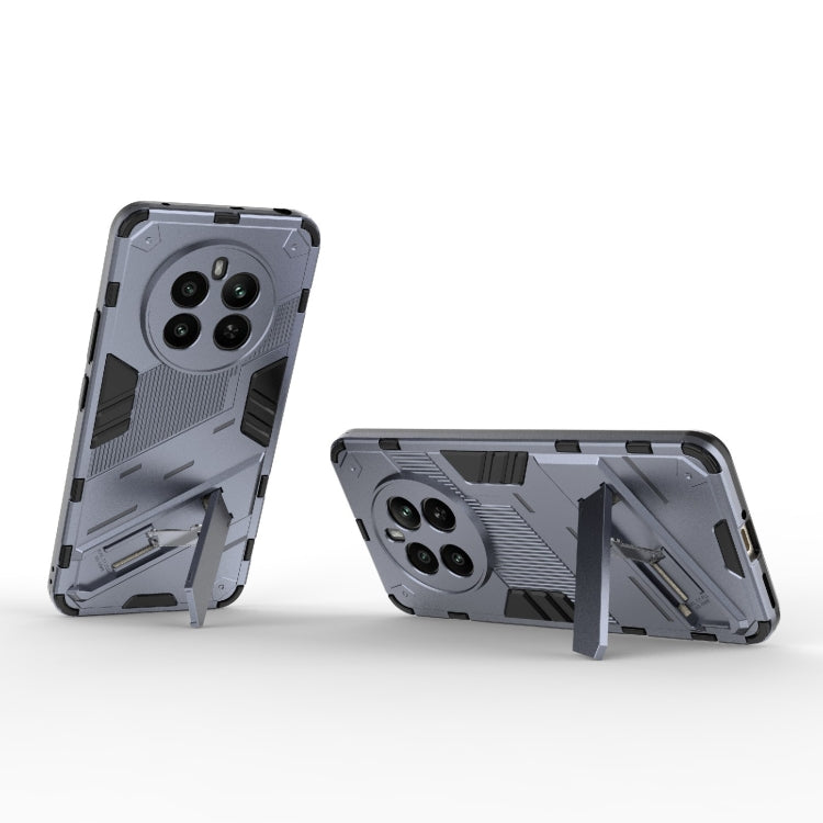 For Realme 12+ 5G Global Punk Armor 2 in 1 PC + TPU Phone Case with Holder(Grey)