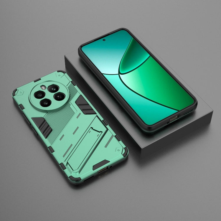 For Realme 12+ 5G Global Punk Armor 2 in 1 PC + TPU Phone Case with Holder(Green)