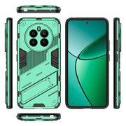 For Realme 12+ 5G Global Punk Armor 2 in 1 PC + TPU Phone Case with Holder(Green)