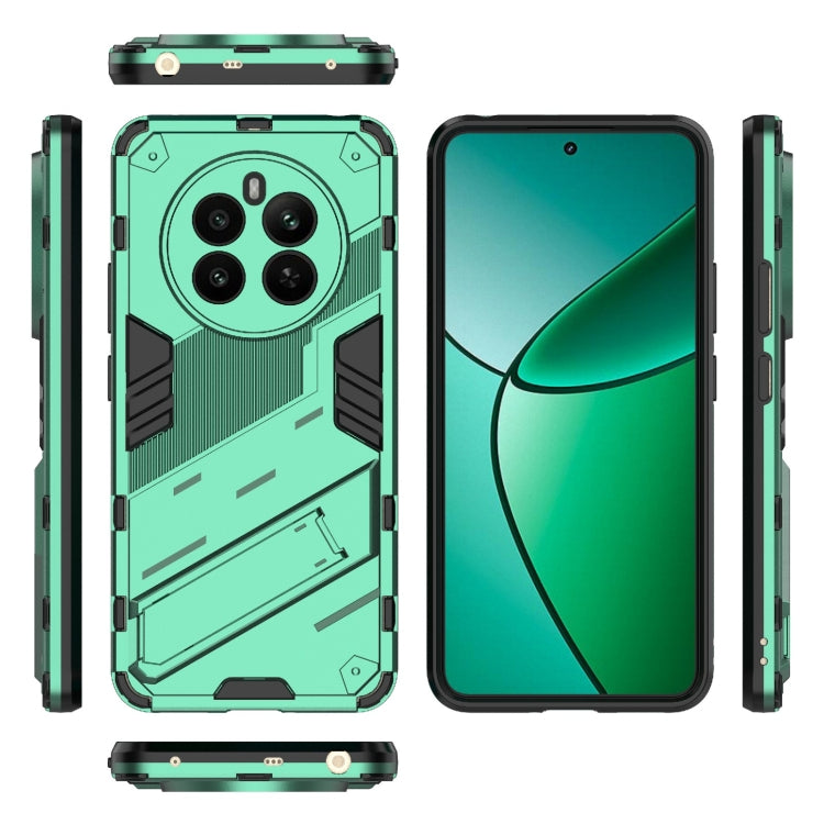 For Realme 12+ 5G Global Punk Armor 2 in 1 PC + TPU Phone Case with Holder(Green)