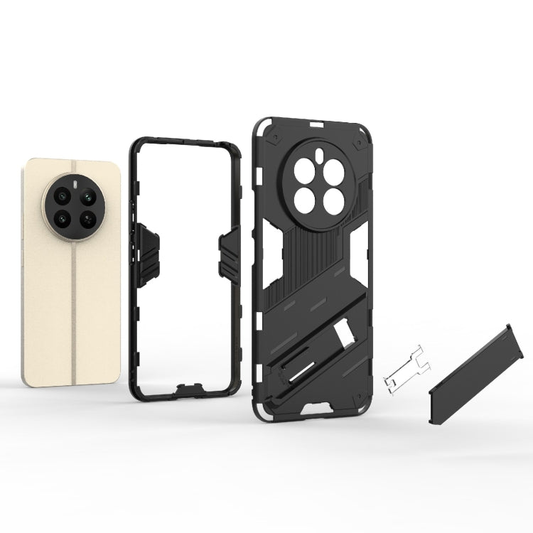 For Realme 12+ 5G Global Punk Armor 2 in 1 PC + TPU Phone Case with Holder(Green)