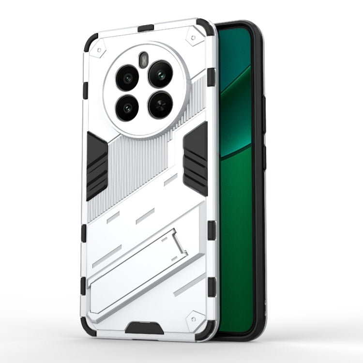 For Realme 12+ 5G Global Punk Armor 2 in 1 PC + TPU Phone Case with Holder(White)