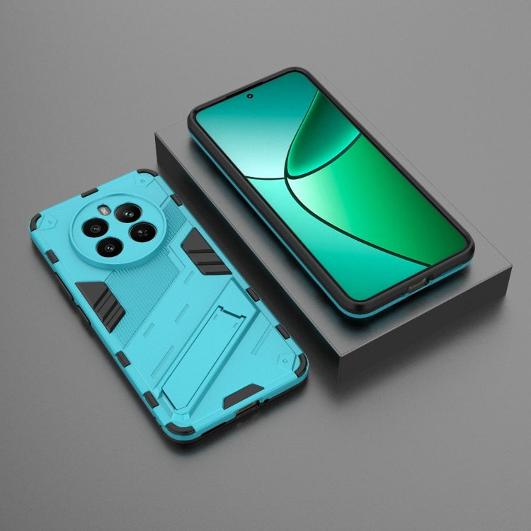 For Realme 12+ 5G Global Punk Armor 2 in 1 PC + TPU Phone Case with Holder(Blue)