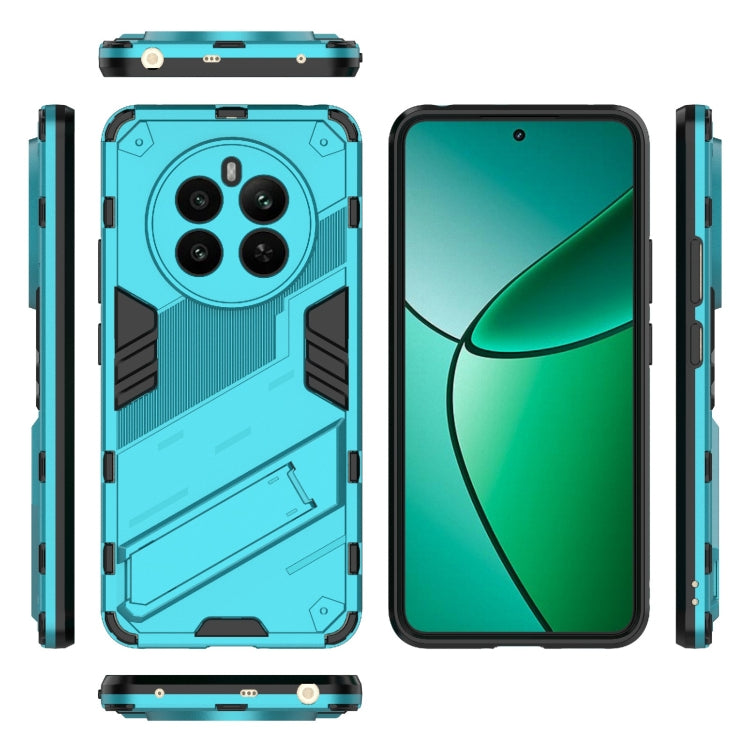 For Realme 12+ 5G Global Punk Armor 2 in 1 PC + TPU Phone Case with Holder(Blue)