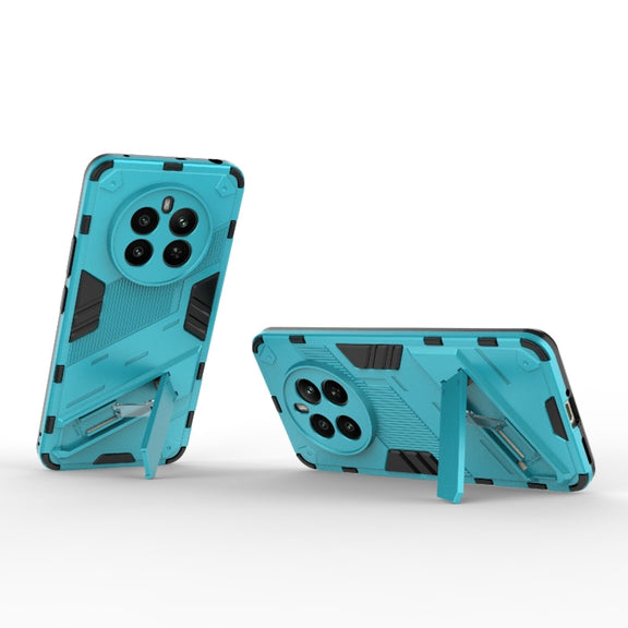 For Realme 12+ 5G Global Punk Armor 2 in 1 PC + TPU Phone Case with Holder(Blue)
