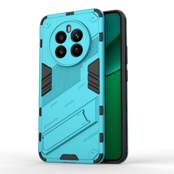 For Realme 12+ 5G Global Punk Armor 2 in 1 PC + TPU Phone Case with Holder(Blue)
