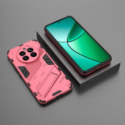 For Realme 12+ 5G Global Punk Armor 2 in 1 PC + TPU Phone Case with Holder(Light Red)
