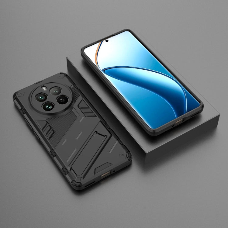 For Realme 12 Pro 5G Global Punk Armor 2 in 1 PC + TPU Phone Case with Holder(Black)