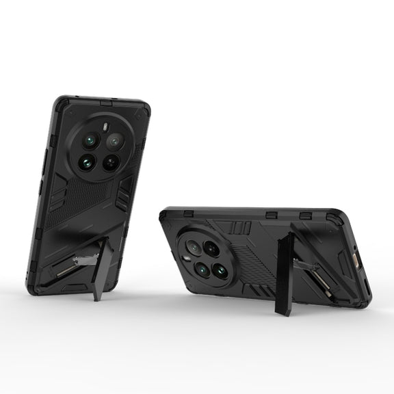 For Realme 12 Pro 5G Global Punk Armor 2 in 1 PC + TPU Phone Case with Holder(Black)
