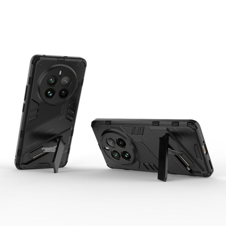 For Realme 12 Pro 5G Global Punk Armor 2 in 1 PC + TPU Phone Case with Holder(Black)