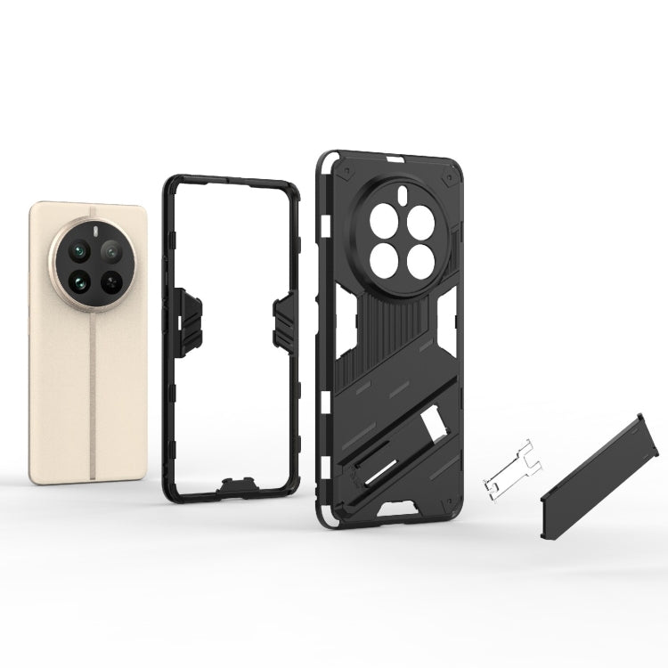 For Realme 12 Pro 5G Global Punk Armor 2 in 1 PC + TPU Phone Case with Holder(Black)